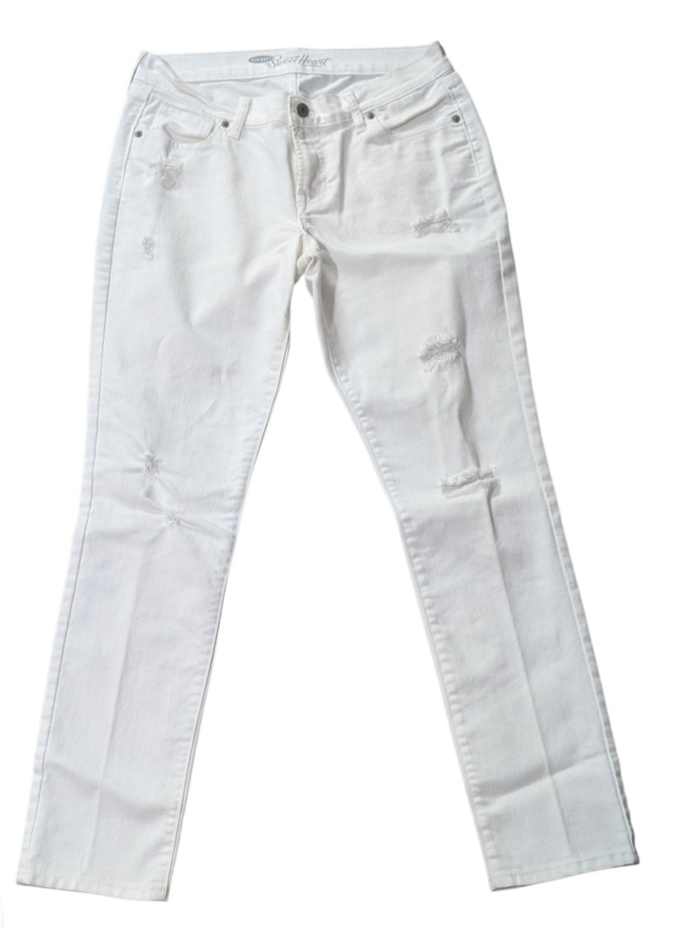 Old Navy White Distressed Skinny Jeans